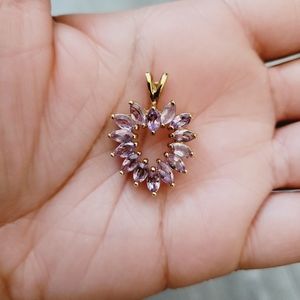 Gold Purple Amethyst Heart Pendant